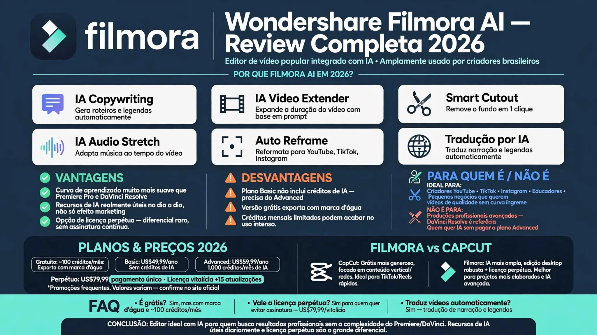 Wondershare Filmora AI - editor de vídeo com funcionalidades de IA integradas