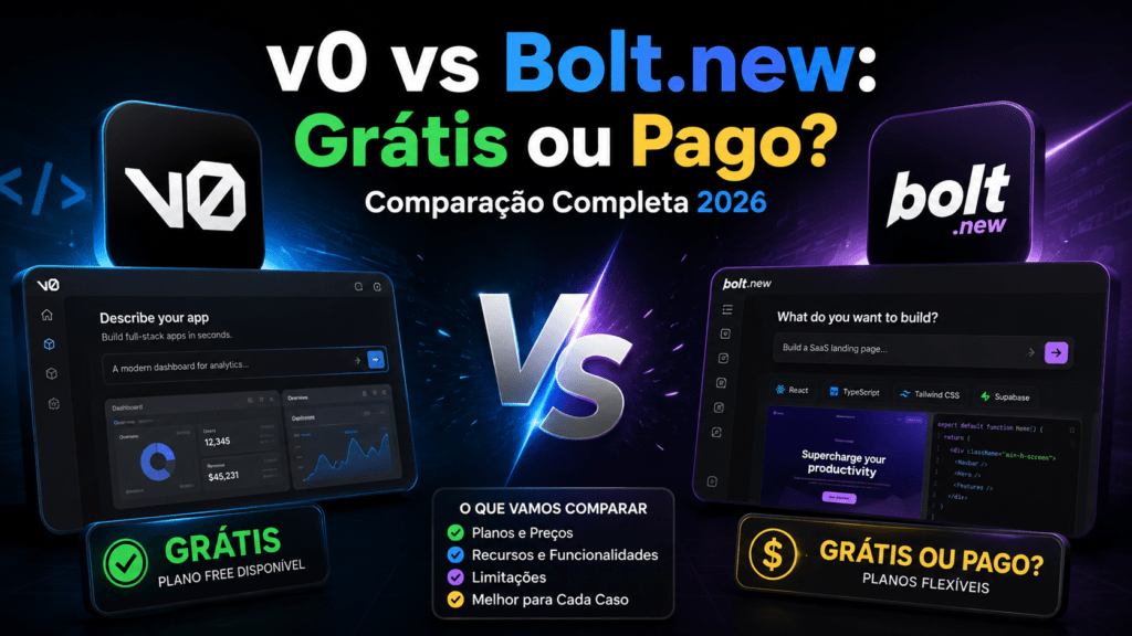 v0 vs Bolt.new: comparação de ferramentas de IA para criar apps web em 2026