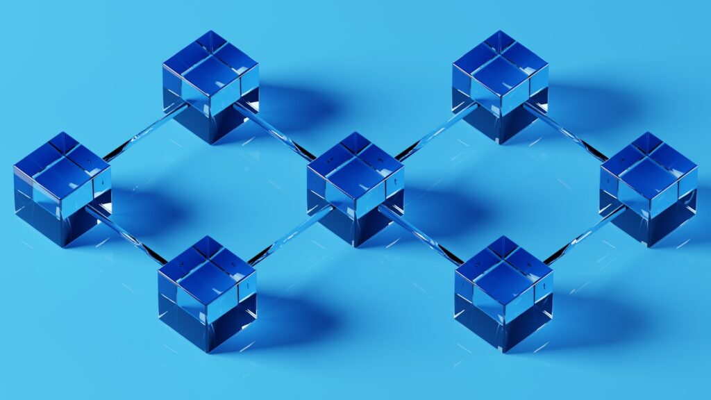 IA e Criptomoedas: ilustração abstrata de blockchain ligada a inteligência artificial